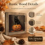 Black Cat Pumpkin Wood Plaque Sign, Halloween Art Decor Sign for Mantel 15 - Image 3