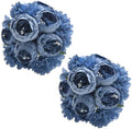 Artificial Peony Flowers 2 Bundles Peony Fake Flowers Faux Silk Peonies with Hydrangea Flower Bouquets for Wedding Home Party Decor Floral Arrangements Table Centerpieces, Dusty Blue X2 by WishTip