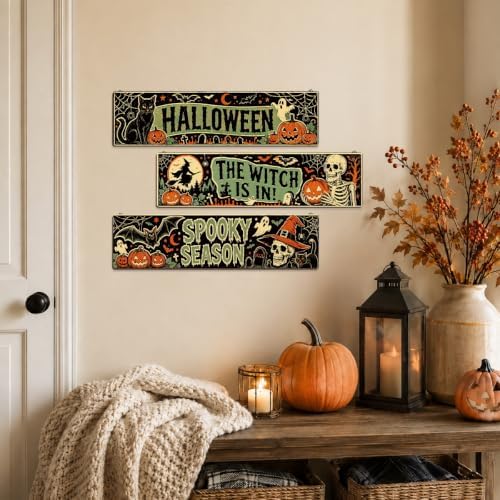 Retro Halloween Decor, 3 Pcs Halloween Hanging Signs, Entryway Decor Wall - Image 4