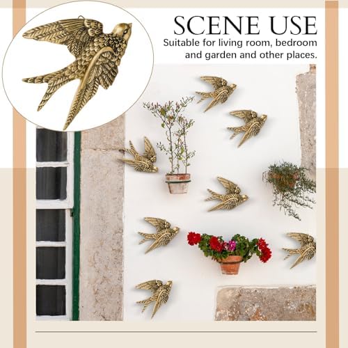 8 Piece Vintage Swallow Wall Decor, 4.7 Inch 3D Resin Bird Art Sculptures - Image 6