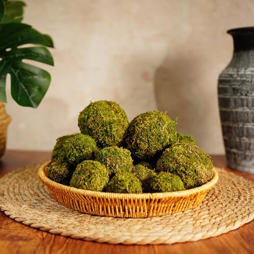 USMOLA 18-Piece Moss Balls Set - 6 Large 3.2" & 12 Small 2" Artificial Moss Decor for Bowls, Vases | Handmade Natural-Look Decorative Filler Balls for Home Centerpieces, Tabletop Decor (Sunlit Green) - Image 2