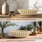 YMXYJM Large Decorative Bowl, Modern Handicraft Bowls for Home Decor, Decorative Fruit Bowl for Kitchen Counter, Ruffle Decor, Stylish Key Bowl for Entry Table, Artificial Travertine Beige - Image 6