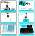 Glass Mouthwash Dispenser for Bathroom, 16 OZ Mouthwash Dispenser with Pour Spout and Wood Cup Holder and Tray, Mouth Wash Bottle Container, Black Kitchen Bathroom Decor and Accessories - Image 4
