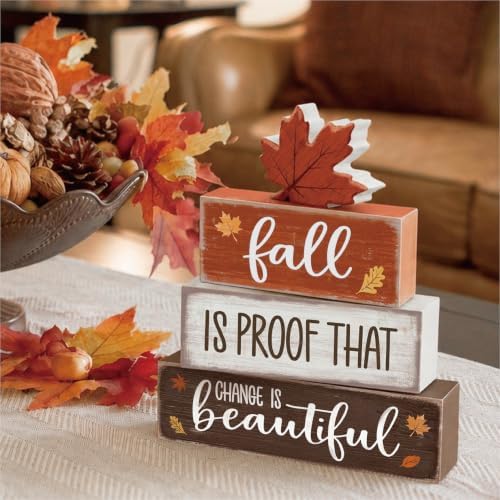 4 Pcs Fall Tiered Tray Decor, Wooden Fall Decorations for Home - Image 6