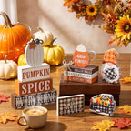 11 Pcs Fall Wooden Table Decorations Pumpkin Tiered Tray Decor - Image 6