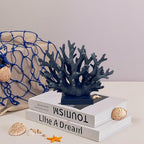 5.8" H Dark Blue Coral Decor - Resin Coral Statue, Nautical Decor for Home, Bedroom, Bathroom, Living Room, Ocean Themed Cabinet Shelf Tabletop Decoration - Image 4