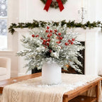 50 Pcs Christmas Artificial Pine Branches with Red Berry Stems - 10.5" Faux Greenery Norfolk Pine Fake Cedar Pine Needles Picks for Wreaths Craft DIY Garlands Home Decor - Image 7