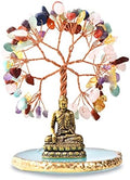 Buddha Statue with Healing Crystal Tree, Tree of Life for Positive Energy. Home Decor Yoga Meditation.7 Chakra.(C) by CRUCISRESIN