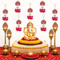 Lotus Hanging Wall Decor for Diwali, Home, Pooja, Temple, Festival Set of 6 by DIYANA+IMPEX