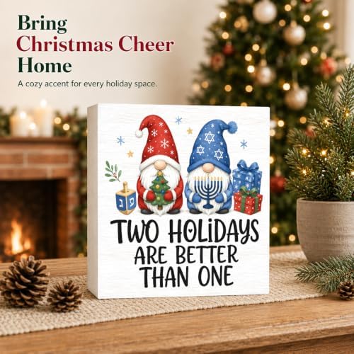 Christmas Decorations Hanukkah Gnome Two Holidays Are Better Than One Sign - Image 2