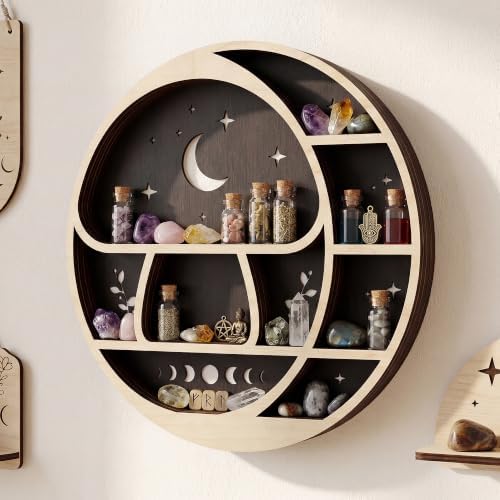 Wall Shelves for Bedroom, Mushroom Moon Shelf LED Light, Whimsical Decor - Image 3