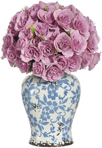 Silk Roses Flower Bouquet 4 Bundles 60 Heads for Wedding Home, Light Purple - Image 2