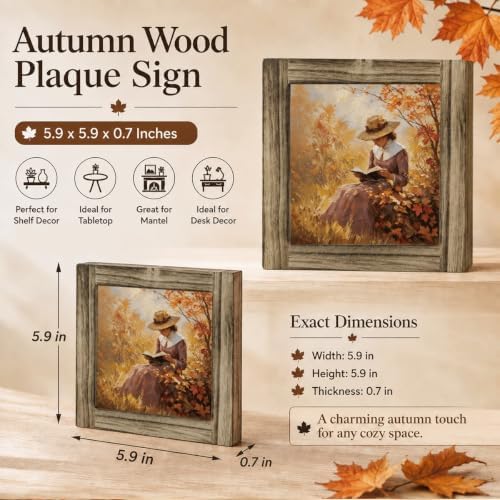 Autumn Reader Wood Plaque Sign, Fall Home Desk Shelf Decor Sign 14 - Image 2