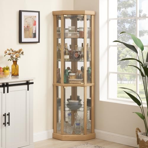 Corner Curio Cabinet, 150lbs Heavy Duty Glass Display Cabinet - Image 8