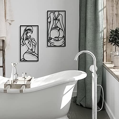 Bakovity Black Metal Bathroom Wall Decor Minimalist Line Art Wall Decor Black Abstract Modern Wall Art for Bathroom Living Room Bedroom (4 Pcs,17 x 9 in) - Image 6