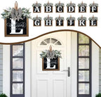 Ultra Large 14'' Last Name All Year Round Front Door Wreath with 26 Initial Letter Welcome Sign All Seasons Eucalyptus Garland and Bow Wreaths for Front Door Porch Farmhouse Decoration (L) - Image 5