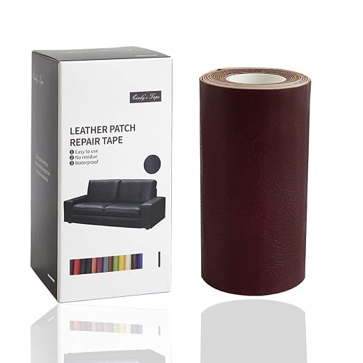 Leather Repair Tape kit Self Adhesive Patch Heavy Duty, Retro Claret 4x60 inch by Cindy%27s+Tape