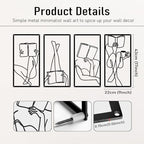 Bakovity Black Metal Wall Art, Minimalist Line Wall Decor, Abstract Woman Book Wall Decor, Modern Aesthetic Metal Art for Bedroom Bathroom Living Room (4 Pcs, 17 x 9 in) - Image 3