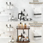2-Tier Rotating Bathroom Countertop Organizer, Wooden Makeup Vanity Storage, Multifunctional Lazy Susan Turntable for Skincare, Perfume and Cosmetics (Brown) - Image 3