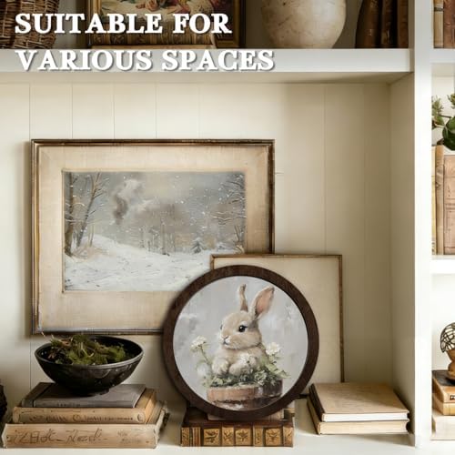 CFFJLHN Vintage Easter Carrot Bunny Wall Art Decor, Rustic Farmhouse Cottagecore Floral Easter Rabbit Bunny Round Hanging Wall Decor for Home Bedroom Living Room Kitchen, 10x10 Inch - Image 6