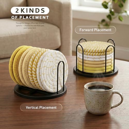 Lazebox Coasters Set of 8 for Drinks, 4 Inch Large Coasters for Coffee Table, Tabletop Protection for Hot & Cold Drinks, Versatile Coasters for Home Decor, Non-Slip & Easy to Clean - Image 6