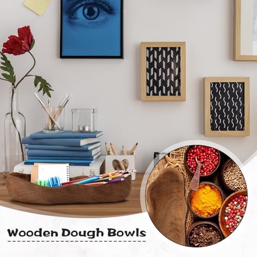 Nuogo 16 Inch Wooden Wavy Edge Dough Bowl Supplies, Brown - Image 6