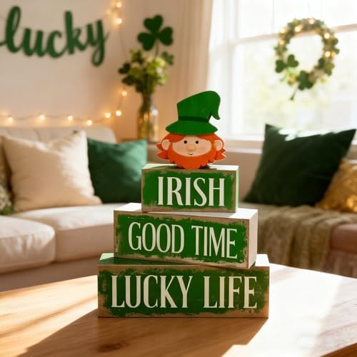 St. Patrick’s Day Decorations - St Patrick Day Irish Good Time Tiered Tray Decor Set - Wooden Leprechaun Tabletop Decoration - Rustic Farmhouse Holiday Home Decor for Indoor Shelf Mantel Coffee Table Gift - Image 4
