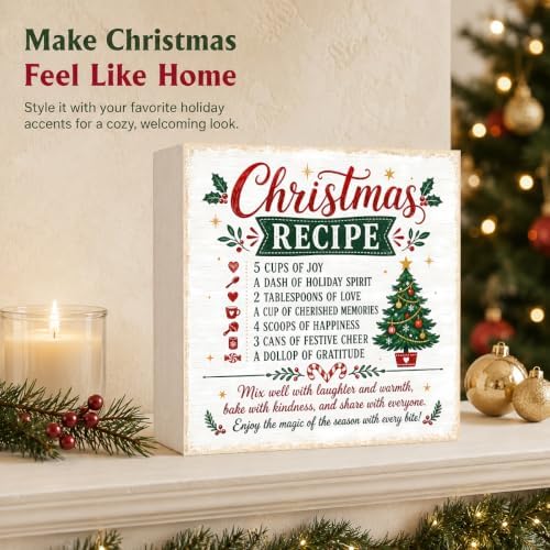 Christmas Kitchen Decor Gifts Christmas Recipe Wood Box Sign - Image 5