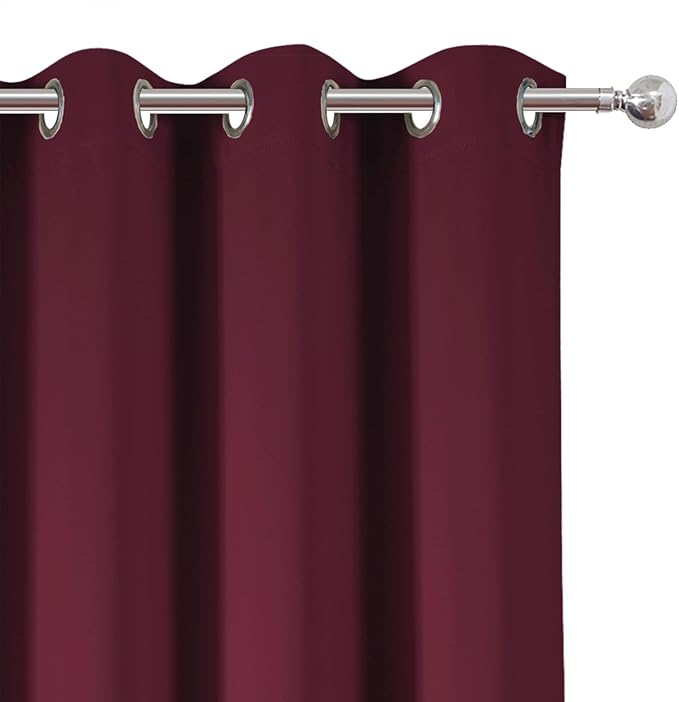 Burgundy Red Blackout Curtains 34 x 84 Inch Length/Set of 2 Curtain - Image 6