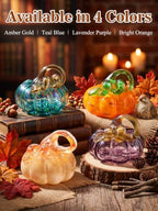 Cosweet 3.5" Handmade Blown Glass Pumpkin for Home Table Mantel Fall Decor - Image 7