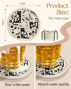 Absorbent Cup Coasters Set of 6 with Holder, Black Cat - Image 4
