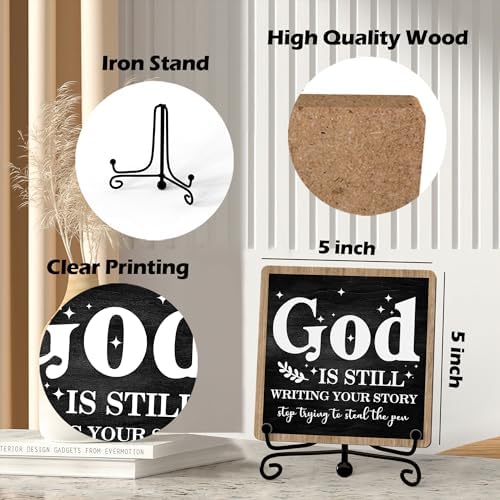 Home Decor, Farmhouse Shelf Decor For Living Room, Boho Aesthetic Table Decorations, Christian Gifts For Women Men, Entryway Tv Stand Fireplace Mantle Coffee Table Decoration (story-01) - Image 2