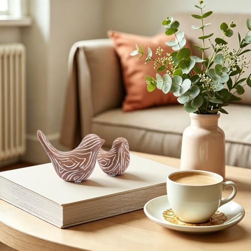 Small Ceramic Birds Statues for Home Decor, Boho Style, Terracotta, 2PCS - Image 5
