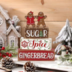 Marsui 4 Pcs Christmas Gingerbread Table Decorations Wooden Sign Blocks - Image 5
