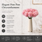 Mandy's 12pcs Artificial Pink Ball Chrysanthemum Flowers - Image 2