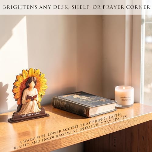 Christian Gifts for Women, God Says I Am Sunflower Bible Verse Desk Decor - Image 5
