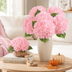 4 Pcs Real Touch Hydrangea Artificial Flowers, 21" Fake Flowers, Light Pink - Image 6
