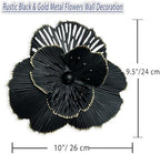 Metal Flower Wall Art Decor, 10'' Black Gold Layer Rustic Floral Sclupture - Image 3