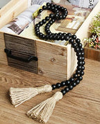 RAMIRABI 58in Wood Bead Garland, Farmhouse Rustic Country Decor, Black - Image 3