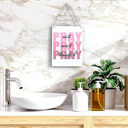 Pink Wall Decor Bible Verse Wall Art Christian Gifts for Women Room Decor for Women Girls Room Decoration Office Wall Decoration for Woman Bedroom Decor for Teen Girls Inspirational Decoration Pray Over It Wall Art - Image 5