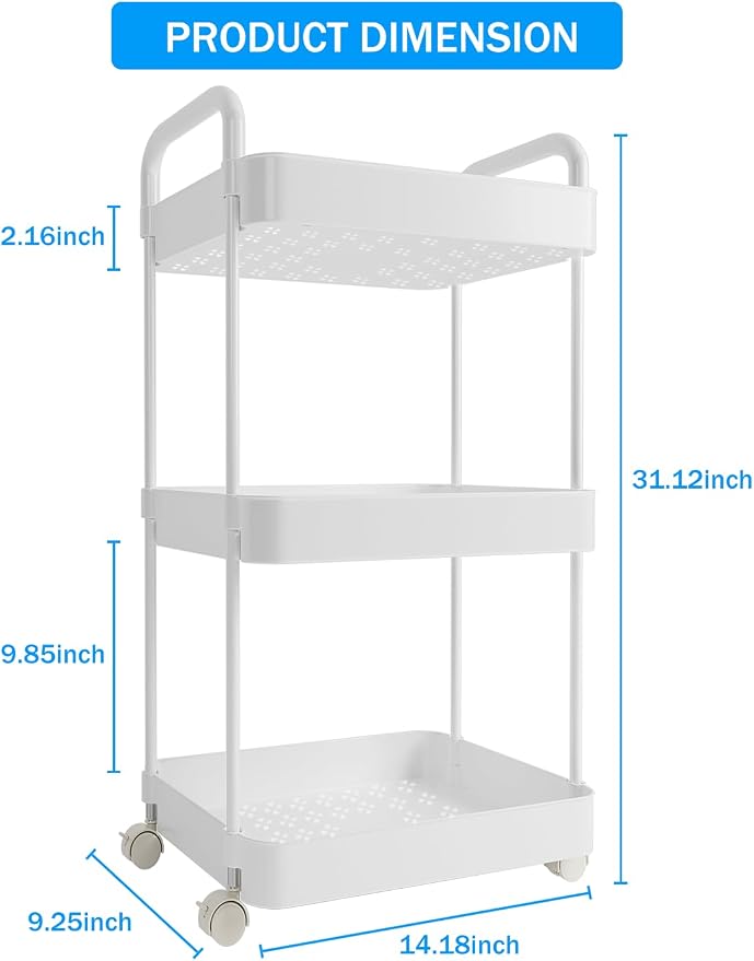 Volnamal Diaper Caddy Organizer, 3-Tier Movable Diaper Cart - Image 7