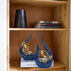2 PCS Navy Blue Gold Home Decor Accent Ceramic Statue Abstract Sculpture Centerpieces Mid Century Modern Decor for Tables Coffee Table top Decorations for Living Room Desktop Shelf Dining Room Kitchen - Image 5