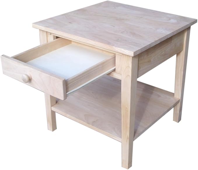 Solid Wood Spencer End Table, Unfinished - Image 11