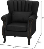 Mid-Century Modern Accent Chair Velvet Armchair Tufted Wingback Santa Club - Image 3