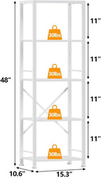 Furologee White Bookshelf 5 Tier Bookcase, Tall Narrow Bookshelves, Modern - Image 3