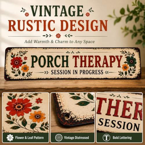 Porch Therapy Session in Progress Metal Sign, 16” x 4”, Vintage Rustic Front Porch Decor, Farmhouse Outdoor Metal Wall Sign for Porch, Patio, Entryway & Porch Decorations - Image 7