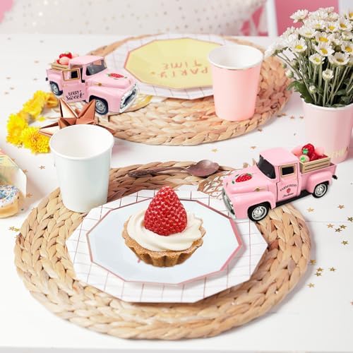 Strawberry Decor Vintage Truck with Mini Fake Strawberries and Wooden Crate - Image 6