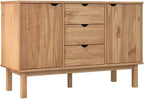 Scandinavian Sideboard Solid Pine Wood Engineered Wood Medium Large Brown 4 - Image 3