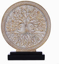 Tree of Life Sculpture, Round Decorative Resin Statue with Tree Relief Design, Modern Tabletop Home Decor Accent for Living Room Shelf, Mantel, Console Table and Office by DOVDOVHomeDecoration