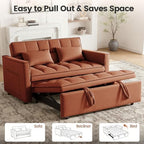 3 in 1 Convertible Sofa Bed, Velvet Fabric Loveseat Sleeper Couch, Modern Pull - Image 6